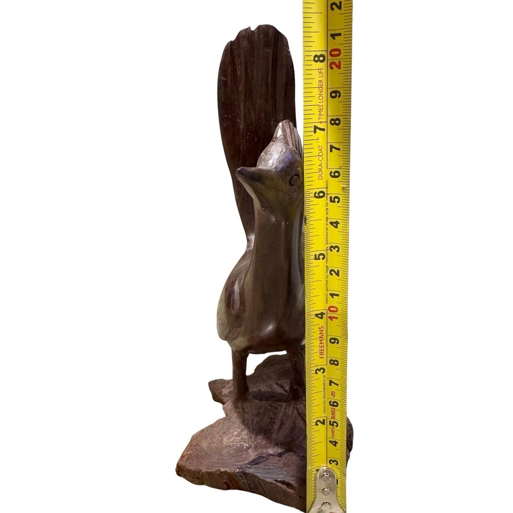 Hand Carved Wooden Roadrunner Bird Figurine Folk Art 8.5" Mexico Style - Picture 11 of 12